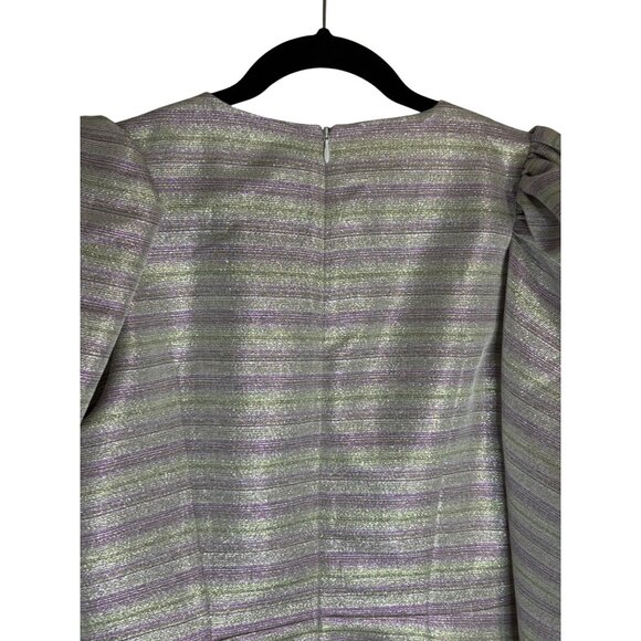 NWT ROTATE Wrap Effect Metallic Mini Dress Purple-sz 38 (US 8) - Picture 13 of 13